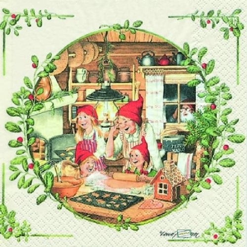 2 serviettes papier - nains.lutins -52