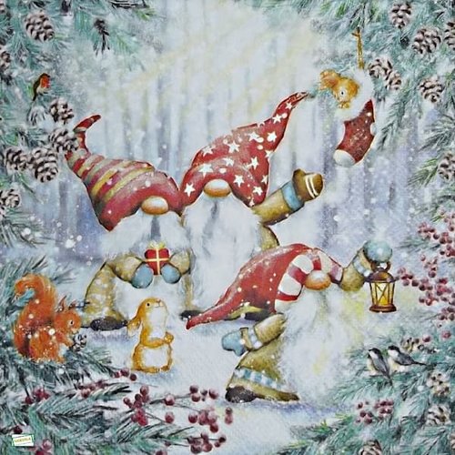 2 serviettes papier - nains.lutins -97