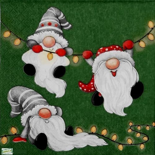 2 serviettes papier - nains.lutins -115