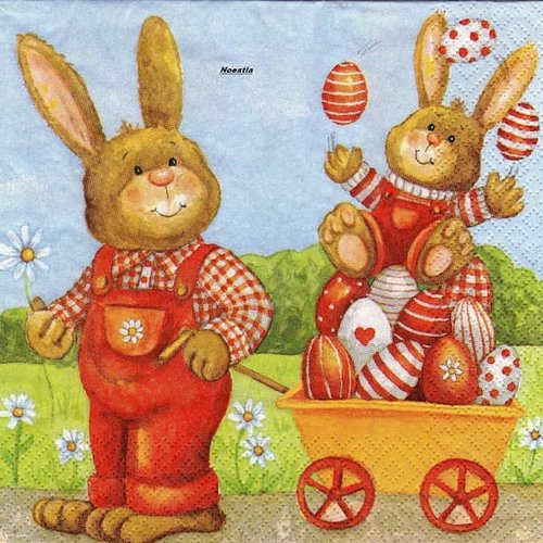 2 serviettes papier - pâques -10