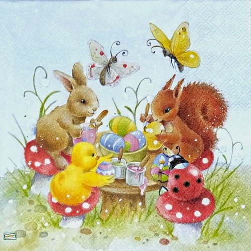 2 serviettes papier - pâques -12