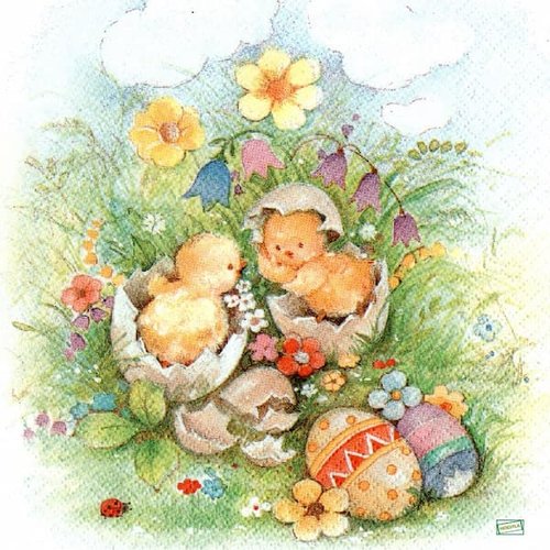 2 serviettes papier - pâques -66