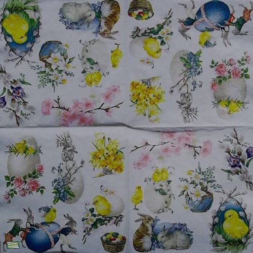2 serviettes papier - pâques -17