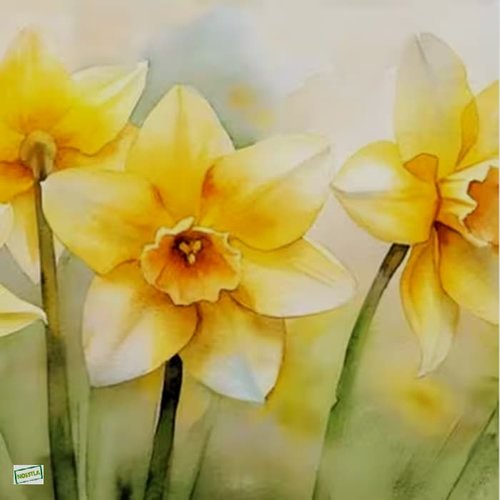 2 serviettes papier - tulipes jonquilles -2