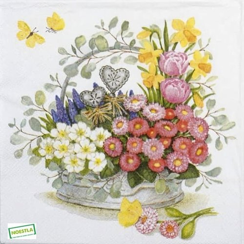 2 serviettes papier - tulipes jonquilles -3