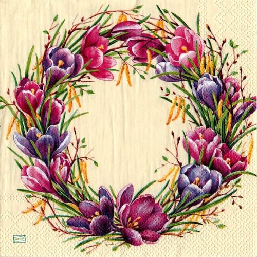 2 serviettes papier - tulipes jonquilles -5