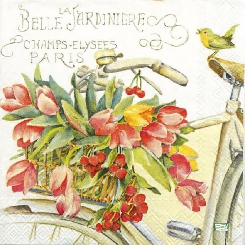 2 serviettes papier - tulipes jonquilles -15