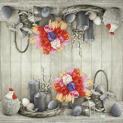 2 serviettes papier - tulipes jonquilles -18