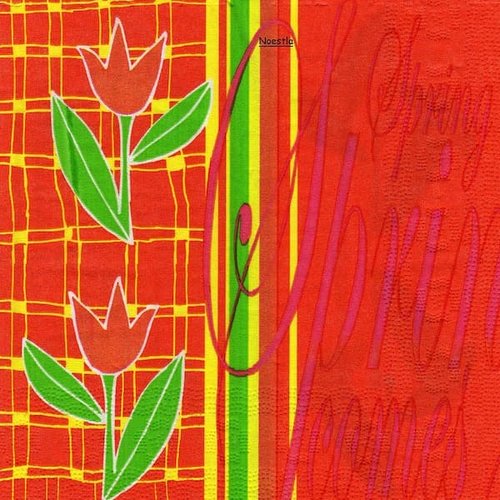 4 serviettes papier - tulipes jonquilles -24