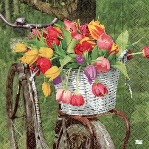 2 serviettes papier - tulipes jonquilles -29