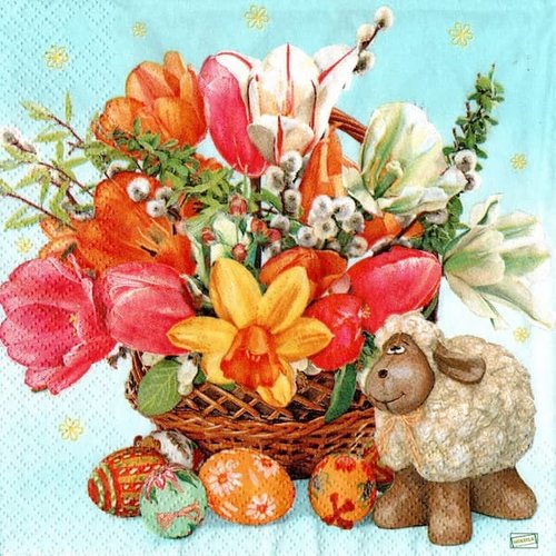 2 serviettes papier - tulipes jonquilles -33