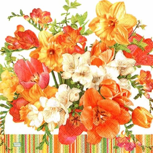2 serviettes papier - tulipes jonquilles -37