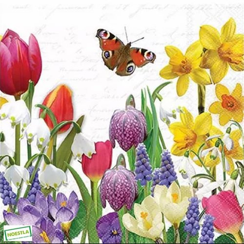 2 serviettes papier - tulipes jonquilles -38