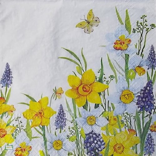 2 serviettes papier - tulipes jonquilles -39
