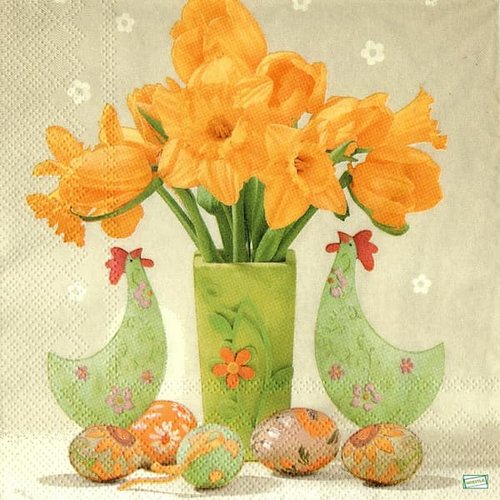 2 serviettes papier - tulipes jonquilles -41