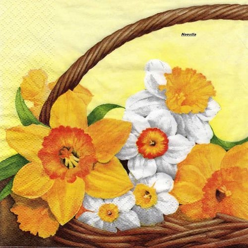2 serviettes papier - tulipes jonquilles -44