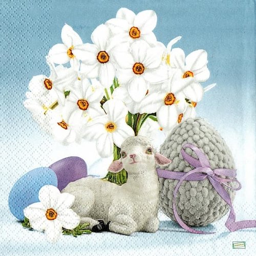 2 serviettes papier - tulipes jonquilles -54