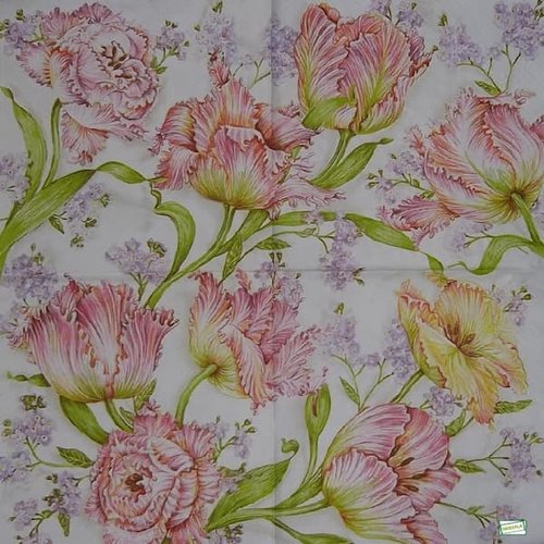 2 serviettes papier - tulipes jonquilles -56