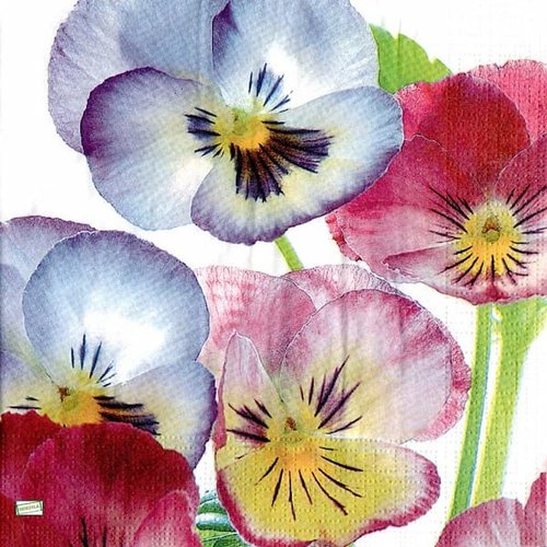 2 serviettes papier -pensées violettes -4