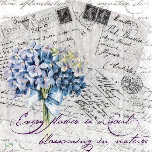 2 serviettes papier -pensées violettes -6