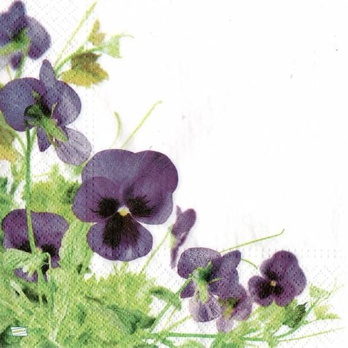 2 serviettes papier -pensées violettes -12
