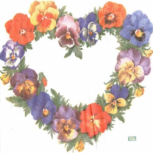 2 serviettes papier -pensées violettes -13