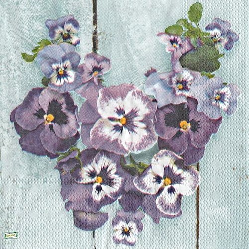 2 serviettes papier -pensées violettes -15