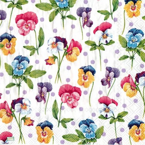 2 serviettes papier -pensées violettes -20