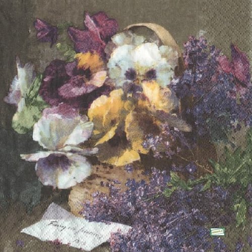 2 serviettes papier -pensées violettes -21