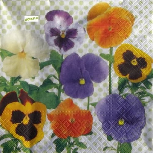 2 serviettes papier -pensées violettes -24