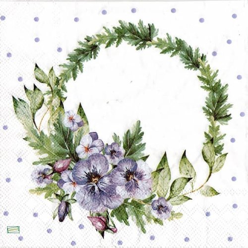 2 serviettes papier -pensées violettes -25