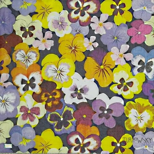 2 serviettes papier -pensées violettes -26