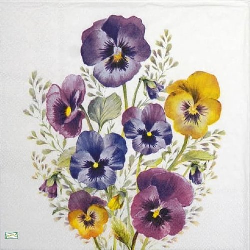 2 serviettes papier -pensées violettes -30