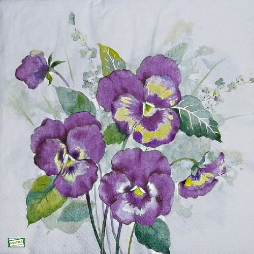 2 serviettes papier -pensées violettes -34