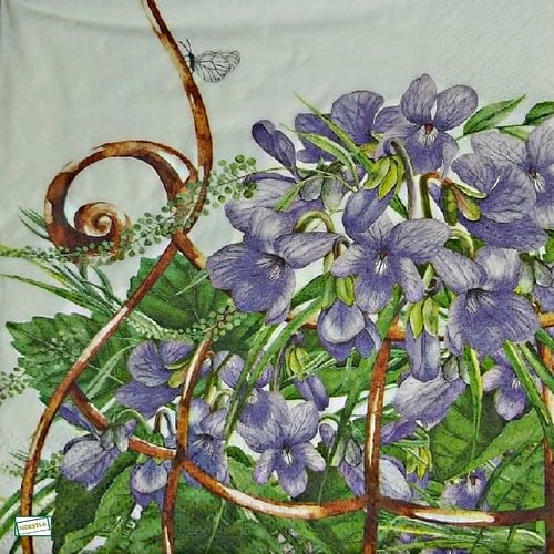 2 serviettes papier -pensées violettes -37