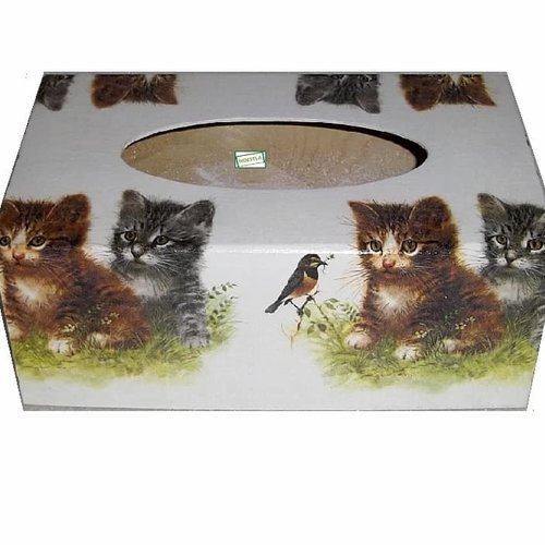 Boite à mouchoirs bois châtons serviettage