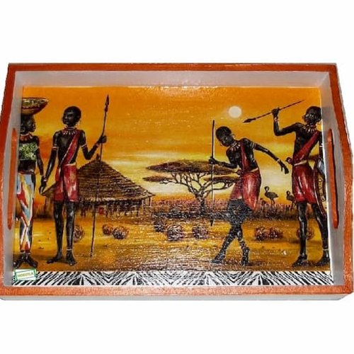 Plateau en bois afrique serviettage