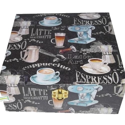 Boite bois le café création serviettage