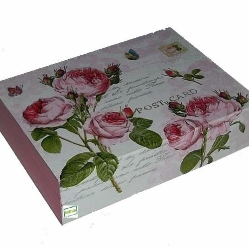 Boite à 2 casiers bois roses création serviettage