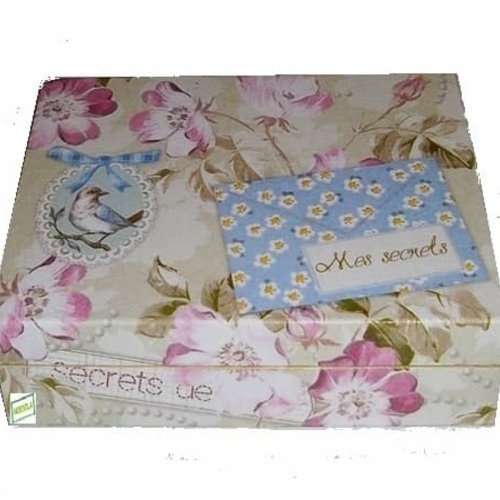 Boite à 2 casiers bois secrets création serviettage