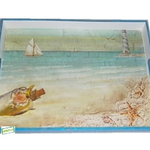 Grand plateau bois la mer serviettage