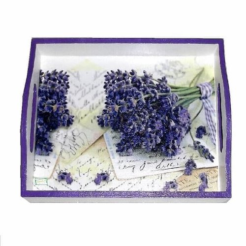 Plateau en bois lavande création serviettage