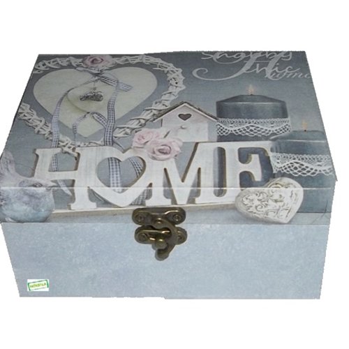 Boite en bois vintage création serviettage