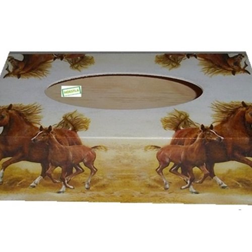Boite à mouchoirs bois chevaux création serviettage