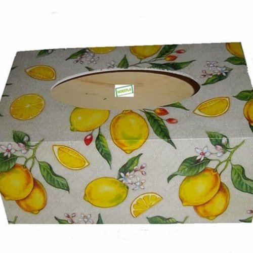 Boite à mouchoirs bois citrons création serviettage
