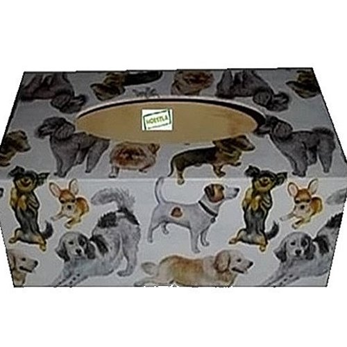 Boite à mouchoirs bois chiens création serviettage