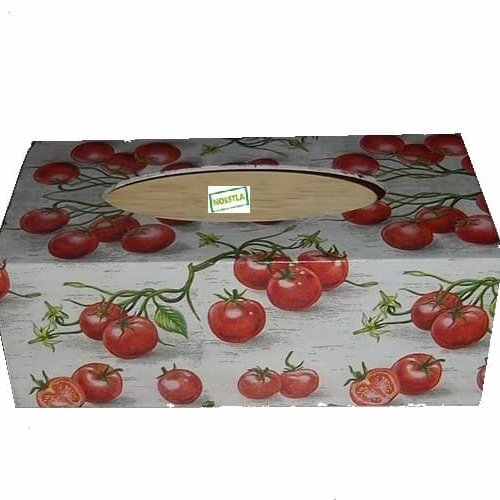 Boite à mouchoirs bois tomates création serviettage