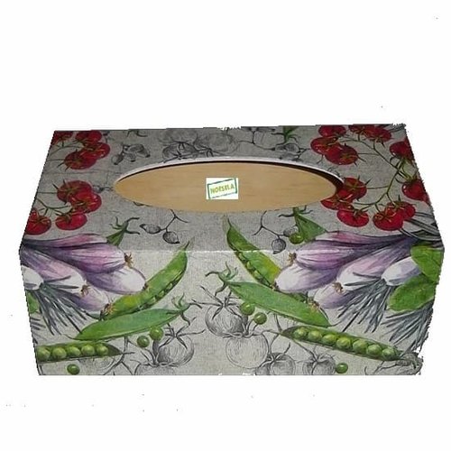 Boite à mouchoirs bois légumes création serviettage