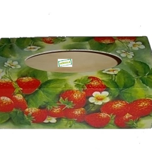 Boite à mouchoirs bois fraises création serviettage