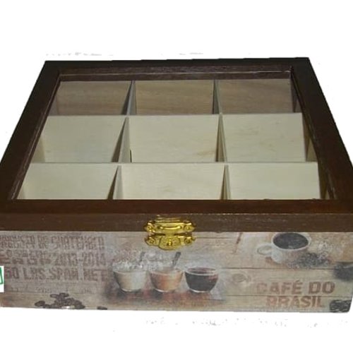 Boite en bois le café création serviettage